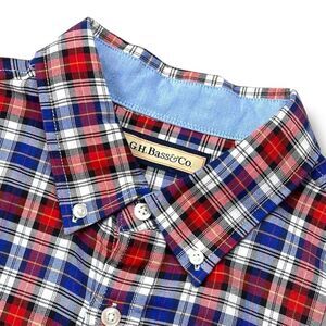 G.H. Bass Shirt Mens Large L Plaid Long‎ Sleeve Button Down Collar Shirt